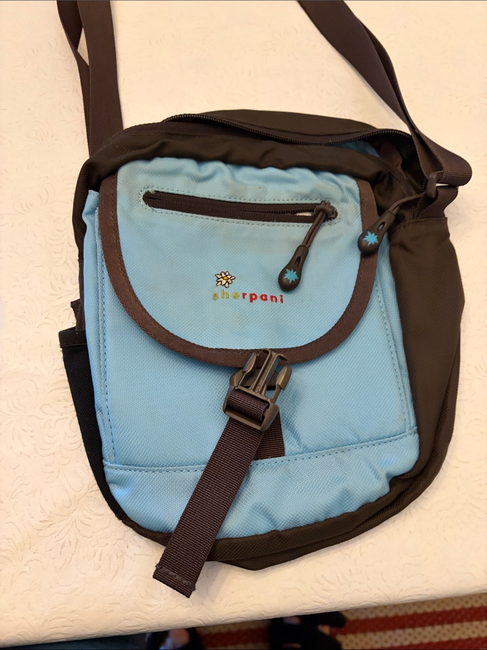 Sherpani Light Blue and Brown Crossbody Bag